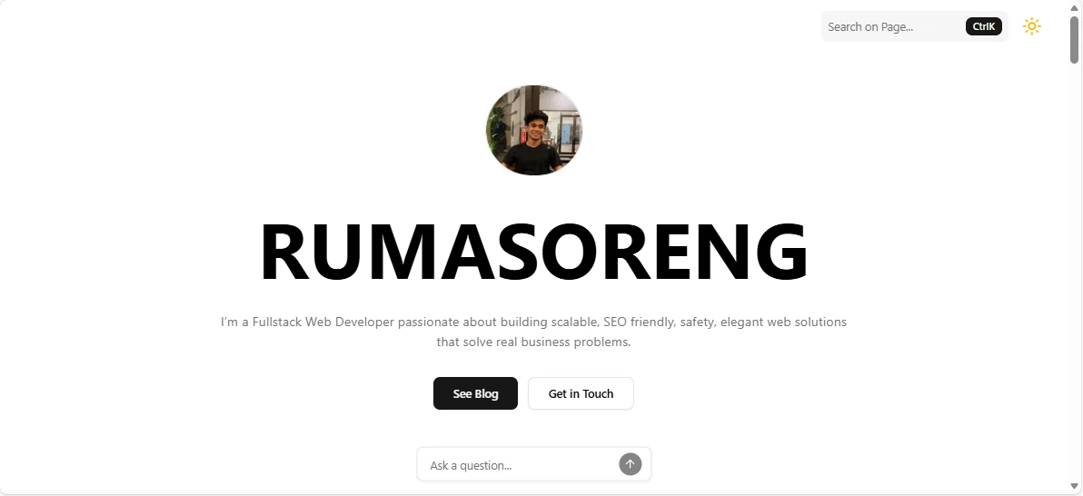 Rumasoreng - Personal Portofolio Website